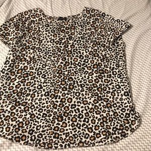 Leopard print short sleeve blouse